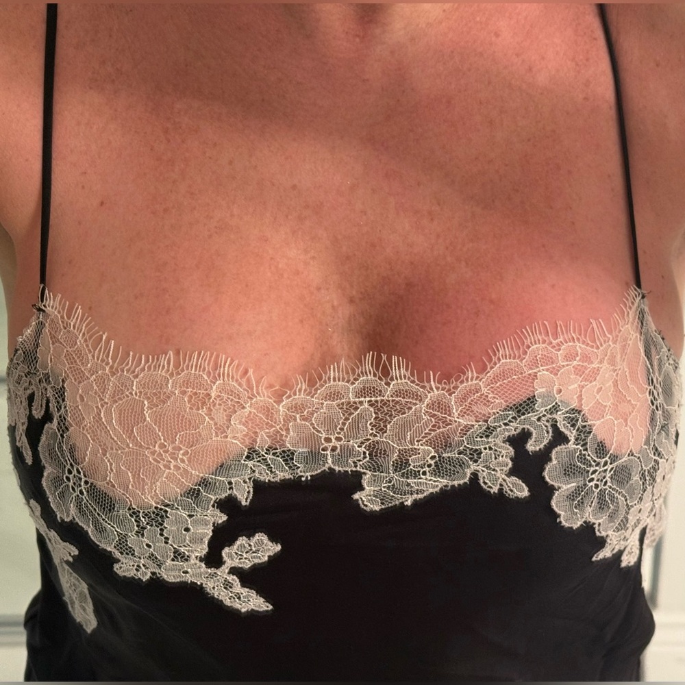 Victoria’s Secret VS Black Satin Lace Slip Dress Y2K Coquette Lingerie Mini - Picture 14 of 15